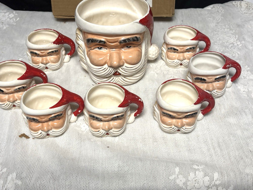 Vtg ceramic santa claus punch - ceramic,