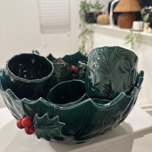 Vintage mcm lefton green holly - mcm,